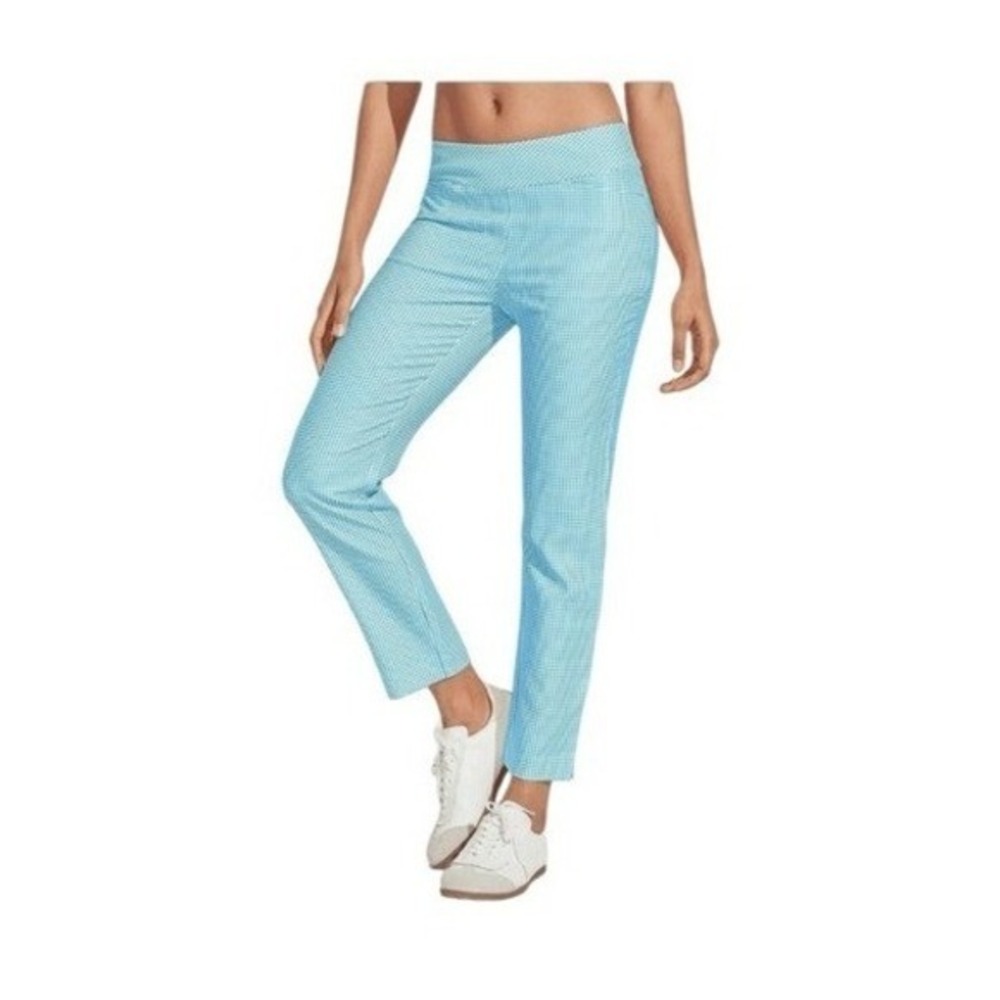 Acegolfs Eagle Golf 28" Performance Stretch Ankle Pants Blue White Gingham Check